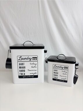 Decor Steals Laundry Detergent Powder Storage Tin Boxes With Scoops Set of 2